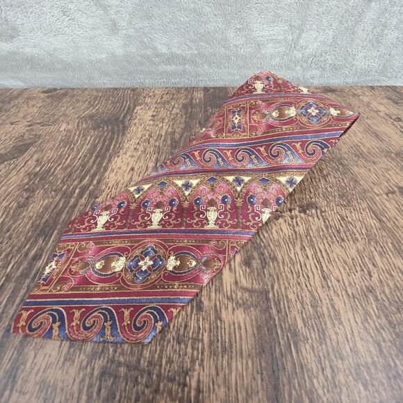 Graham Lockwood Tie Silk Red Colorful Gift Preppy Rococo Ornate Artsy Corpcore - Picture 4 of 12